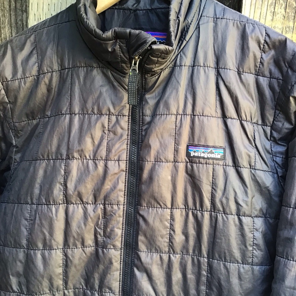 Patagonia Kids L 12 Nano Puff Brick Quilt Jacket Black FA19 Sun Faded - Picture 4 of 10